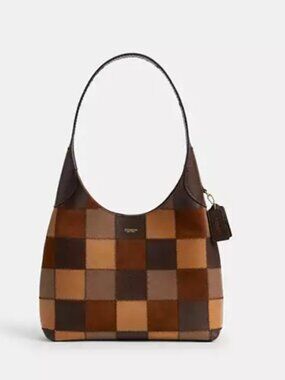 COACH Coachtopia Alter Ego Brooklyn Shoulder Bag 28 Checkerboard Suede Leather